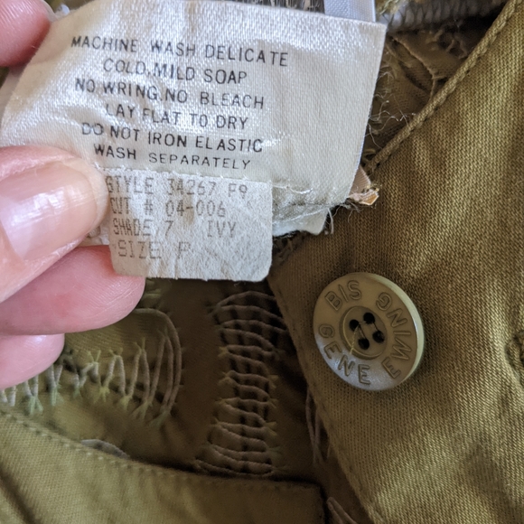 Vintage Olive Green Cardigan Button Front Jacket pea green Gene Ewing Bis - Picture 8 of 9